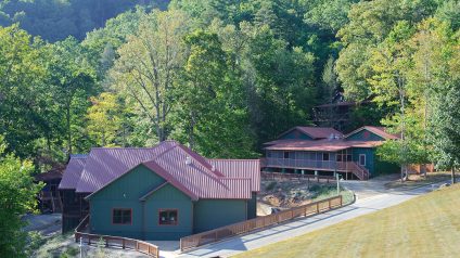 Aerial shot of cabins