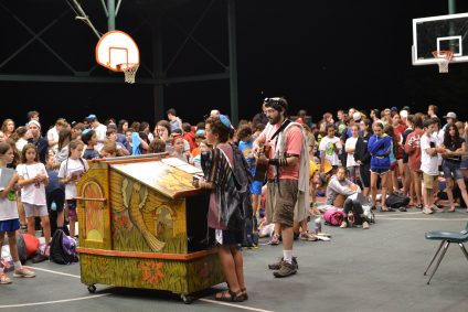 Campers playing music