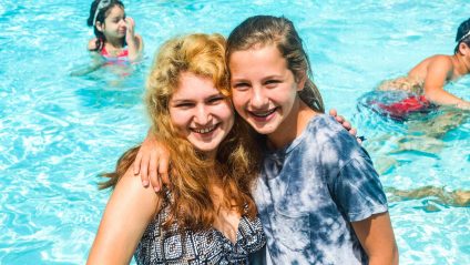 Two Tikvah campers in the pool