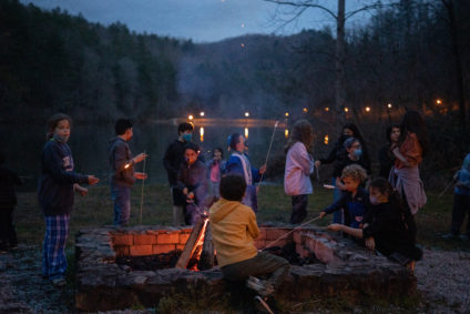 Passover campfire with kids