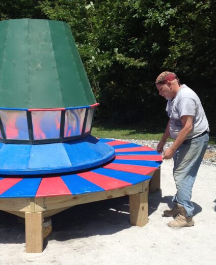 Paul working on the calendar bench