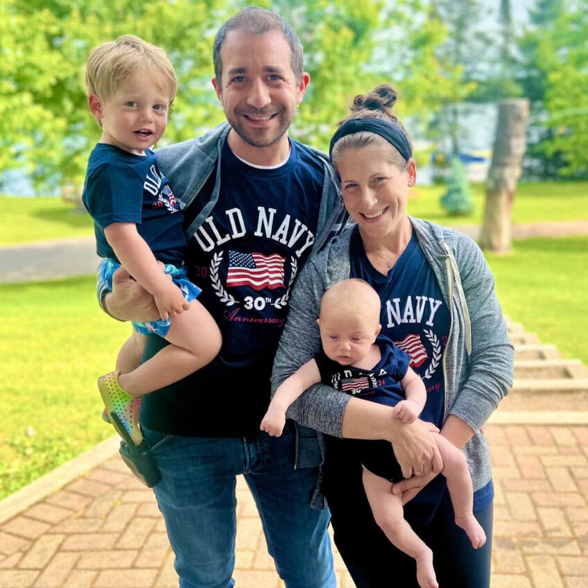 Scott Topal with his wife and two young sons